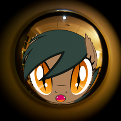 Size: 512x512 | Tagged: safe, artist:qncle, oc, oc only, oc:speck, bat pony, pony, :o, fangs, fisheye lens, open mouth, profile picture, slit pupils, solo