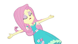 Size: 736x414 | Tagged: safe, artist:nicohamm2020, edit, edited screencap, screencap, fluttershy, human, equestria girls, g4, my little pony equestria girls: better together, outtakes (episode), background removed, clothes, dress, eyes closed, female, fluttershy boho dress, lying down, on back, simple background, skinny, solo, thin, white background