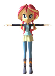 Size: 827x1140 | Tagged: safe, artist:nicohamm2020, sunset shimmer, human, equestria girls, g4, 3d, simple background, solo, t pose, white background