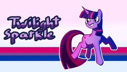 Size: 1920x1080 | Tagged: safe, artist:doggoisadummy, twilight sparkle, pony, unicorn, g4, bilight sparkle, bisexual, bisexual pride flag, female, mare, pride, pride flag, solo, unicorn twilight