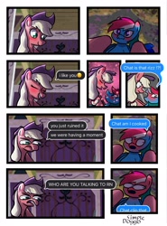 Size: 2000x2709 | Tagged: safe, artist:doggoisadummy, applejack, rainbow dash, earth pony, pegasus, pony, g4, blushing, comic, dialogue, duo, duo female, female, lesbian, mare, meme, ship:appledash, shipping, speech bubble