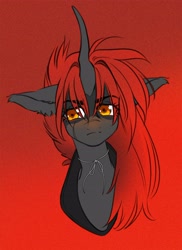 Size: 2400x3294 | Tagged: safe, artist:opalacorn, oc, oc only, oc:bloodstone, pony, floppy ears, gradient background, horn, long ears, long horn, solo