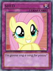 Size: 512x692 | Tagged: safe, artist:trrrebleee, edit, edited screencap, screencap, fluttershy, pegasus, g4, card, card game, episode needed, meme, yu-gi-oh!, yugioh card