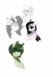 Size: 2480x3648 | Tagged: safe, artist:i love hurt, oc, oc only, bat pony, kirin, pony, black sclera, female, mare, sharp teeth, sketch, sketch dump, slit pupils, teeth