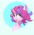 Size: 2212x2324 | Tagged: safe, artist:i love hurt, oc, oc only, oc:melody (melodylibris), pony, unicorn, abstract background, bust, curved horn, female, horn, mare, solo