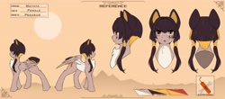 Size: 4096x1802 | Tagged: source needed, useless source url, safe, artist:skitsroom, oc, oc only, oc:mayata, pegasus, pony, chest fluff, heterochromia, reference sheet, solo