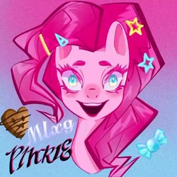 Size: 720x720 | Tagged: safe, artist:dawenjun898, pinkie pie, earth pony, pony, g4, gradient background, looking at you, open mouth, solo