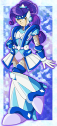 Size: 955x2100 | Tagged: safe, artist:rockmangurlx, rarity, gynoid, human, robot, g4, armor, female, hand on hip, humanized, mega man (series), megaman x, reploid, smiling