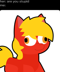 Size: 772x930 | Tagged: safe, oc, oc only, oc:fez, earth pony, pony, pony town, her are you stupid me, meme, meme redraw, redraw, solo