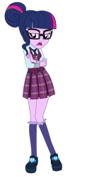 Size: 1900x3649 | Tagged: safe, artist:gmaplay, sci-twi, twilight sparkle, human, equestria girls, g4, my little pony equestria girls: friendship games, clothes, crystal prep academy, crystal prep academy uniform, crystal prep shadowbolts, female, glasses, necktie, school tie, school uniform, schoolgirl, simple background, singing, skirt, solo, transparent background