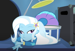 Size: 1020x699 | Tagged: safe, screencap, trixie, human, equestria girls, g4, guitar centered, clothes, derp, female, solo