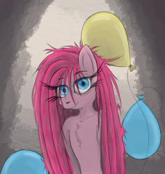 Size: 5125x5400 | Tagged: safe, alternate version, artist:fascismnotincluded, pinkie pie, earth pony, pony, semi-anthro, g4, absurd resolution, balloon, chest fluff, female, mare, pinkamena diane pie, solo, static electricity