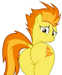 Size: 1008x1217 | Tagged: safe, artist:shieldwingarmorofgod, spitfire, pegasus, pony, g4, butt, dock, female, firebutt, looking back, mare, plot, simple background, solo, tail, transparent background, vector