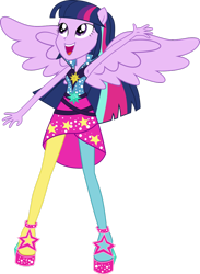 Size: 766x1044 | Tagged: source needed, safe, artist:birdalliance, twilight sparkle, alicorn, equestria girls, g4, my little pony equestria girls: rainbow rocks, armpits, bare shoulders, female, open mouth, open smile, ponied up, simple background, sleeveless, smiling, solo, spread wings, transparent background, twilight sparkle (alicorn), vector, waving, wings