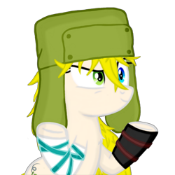 Size: 975x975 | Tagged: safe, artist:kobato98, oc, oc only, oc:klever, earth pony, pony, female, hat, heterochromia, png, ponified, solo, ushanka, vector