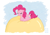 Size: 1657x1166 | Tagged: safe, artist:siemensohm, pinkie pie, earth pony, pony, g4, balloon, balloon riding, cute, diapinkes, eyes closed, female, floppy ears, lying down, mare, ponyloaf, prone, smiling, solo, wholesome