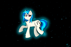 Size: 6000x4000 | Tagged: safe, artist:twinky, dj pon-3, vinyl scratch, pony, unicorn, g4, ear fluff, female, horn, mare, solo, space