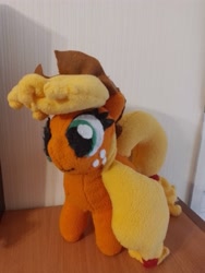 Size: 3000x4000 | Tagged: safe, artist:jbond, applejack, earth pony, pony, g4, bow, female, freckles, handmade, hat, irl, mare, photo, photography, plushie, solo