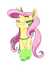 Size: 736x1050 | Tagged: safe, artist:oljapisanik, fluttershy, unicorn, g4, g5, female, fluttershy (g5 concept leak), g4 to g5, g5 concept leaks, generation leap, horn, lidded eyes, mare, race swap, solo, unicorn fluttershy