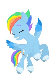 Size: 564x811 | Tagged: safe, artist:oljapisanik, rainbow dash, pegasus, g4, g5, eyes closed, g4 to g5, g5 concept leaks, generation leap, rainbow dash (g5 concept leak), solo