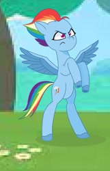 Size: 563x873 | Tagged: safe, artist:oljapisanik, rainbow dash, pegasus, pony, g4, g5, my little pony: tell your tale, alternate hairstyle, bipedal, female, g4 to g5, generation leap, mare, solo