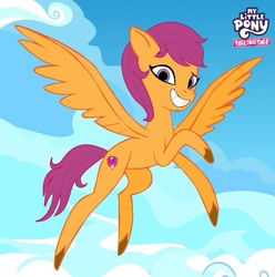 Size: 563x567 | Tagged: safe, artist:oljapisanik, scootaloo, pegasus, pony, g4, g5, my little pony: tell your tale, concave belly, female, g4 to g5, generation leap, mare, older, older scootaloo, scootaloo can fly, solo, the cmc's cutie marks, thin