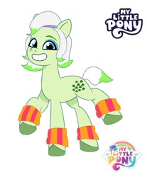 Size: 563x680 | Tagged: safe, artist:oljapisanik, minty (g5), earth pony, g5, my little pony: tell your tale, clothes, eyeshadow, female, grin, leg warmers, makeup, mare, raised hoof, smiling, solo