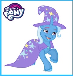 Size: 564x585 | Tagged: safe, artist:oljapisanik, trixie, unicorn, g4, g5, cape, clothes, g4 to g5, generation leap, hat, horn, simple background, solo, trixie's cape, trixie's hat, white background, wizard hat