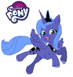 Size: 564x596 | Tagged: safe, artist:oljapisanik, princess luna, alicorn, g4, g5, crown, female, g4 to g5, generation leap, jewelry, mare, my little pony logo, regalia, s1 luna, simple background, solo, white background