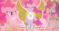 Size: 1280x680 | Tagged: safe, artist:hatsunepie, artist:pageturner1988, artist:ryoki-fureaokibi, pinkie pie, earth pony, pony, g4, element of laughter, eyes closed, female, mare, wallpaper