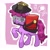 Size: 2755x2755 | Tagged: safe, artist:yukkuri_yu_yu, berry punch, berryshine, earth pony, pony, g4, demoman, demoman (tf2), demopan, female, frying pan, glasses, hat, mare, mouth hold, outline, passepartout, raised hoof, solo, team fortress 2, white outline