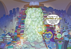 Size: 986x685 | Tagged: safe, idw, official comic, earth pony, pony, g5, maretime mysteries #3, my little pony: maretime mysteries, my little pony: tell your tale, official, spoiler:comic, spoiler:g5, spoiler:g5comic, book, comic, female, glasses, labyrinth, mare, staff, unnamed character, unnamed pony