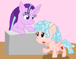 Size: 1379x1075 | Tagged: safe, artist:cmara, cozy glow, starlight glimmer, pegasus, pony, unicorn, g4, female, horn