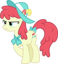 Size: 3000x3311 | Tagged: safe, artist:cloudy glow, crimson cream, fashion statement, mare e. belle, earth pony, pony, g4, female, hat, mare, not apple bloom, simple background, solo, transparent background, vector