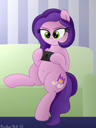 Size: 3016x4032 | Tagged: safe, artist:rainbowšpekgs, pipp petals, pegasus, pony, g5, adorapipp, belly, belly button, chest fluff, couch, cute, female, gamer, like gaming, mare, missing accessory, nintendo, nintendo switch, sitting, smiling, wingless