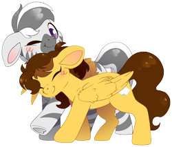 Size: 5322x4531 | Tagged: safe, artist:cutepencilcase, oc, oc only, pegasus, pony, zebra, duo, pegasus oc, simple background, transparent background, zebra oc