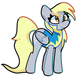 Size: 898x900 | Tagged: safe, artist:kindakismet, derpy hooves, pegasus, pony, g4, clothes, cute, derpabetes, female, mare, simple background, smiling, solo, standing, transparent background, uniform, wonderbolt trainee uniform