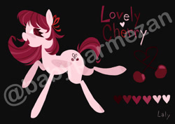 Size: 1063x752 | Tagged: safe, artist:bunnpon, oc, oc only, oc:lovely cherry, pegasus, pony, black background, simple background, solo