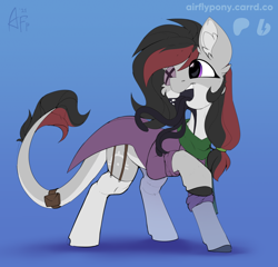 Size: 1600x1539 | Tagged: oc name needed, safe, artist:airfly-pony, oc, oc only, monster pony, original species, tatzlpony, 2021, clothes, female, patreon, patreon reward, smiling, tongue out