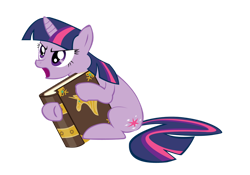 Size: 1024x718 | Tagged: safe, artist:cappy-code, twilight sparkle, pony, unicorn, g4, the return of harmony, book, book of harmony, female, mare, open mouth, simple background, solo, transparent background, unicorn twilight, vector