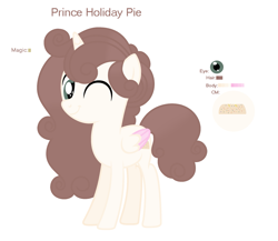 Size: 2381x2065 | Tagged: safe, artist:princesslibitinayt, oc, oc only, oc:prince holiday pie, alicorn, pony, g4, alicorn oc, base used, colt, foal, horn, male, offspring, one eye closed, parent:pound cake, parent:princess flurry heart, parents:poundflurry, simple background, solo, teenager, white background, wings, wink