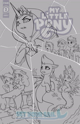 Size: 3080x4725 | Tagged: safe, artist:robin jacks, idw, hitch trailblazer, izzy moonbow, misty brightdawn, pipp petals, princess anemone, queen calla lily, sparky sparkeroni, sunny starscout, zipp storm, dragon, earth pony, pegasus, pony, seapony (g4), unicorn, g5, my little pony: set your sail, bioluminescent, bubble, clothes, comic cover, coral, cover, cover art, crown, dorsal fin, dress, fan cover, female, fin, fin ears, fin wings, fins, fish tail, flowing mane, flowing tail, horn, jewelry, lineart, male, mane five, mane six (g5), mare, necklace, ocean, orb, pearl necklace, peytral, regalia, scales, sea pony (g5), seaponified, seapony izzy moonbow, seapony pipp petals, seapony zipp storm, seaweed, ship, signature, species swap, spread wings, stallion, swimming, tail, underwater, unshorn fetlocks, water, wings, wip