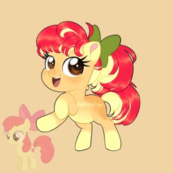 Size: 1440x1440 | Tagged: safe, artist:gigikittydays, apple bloom, g4, adorabloom, cute, orange background, signature, simple background, solo