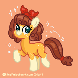 Size: 2500x2500 | Tagged: safe, artist:redpalette, oc, oc only, earth pony, blue eyes, braid, braided tail, earth pony oc, female, freckles, mare, ponytail, smiling, solo, tail