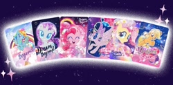 Size: 750x370 | Tagged: safe, applejack, fluttershy, pinkie pie, rainbow dash, rarity, twilight sparkle, alicorn, g4, official, china, cloud, collaboration, commercial, dairy queen, dq, food, jumping, mane six, merchandise, night, rainbow, spread wings, stars, twilight sparkle (alicorn), weixin, wings