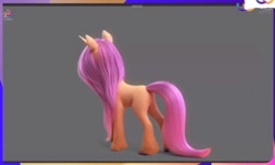 Size: 919x552 | Tagged: safe, fluttershy, pony, unicorn, g5, 3d, 3d model, butt, concept art, g5 concept leaks, horn, plot, race swap, rear view, solo, unicorn fluttershy