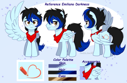 Size: 3237x2139 | Tagged: safe, artist:2pandita, oc, oc only, oc:emiliano darkness, pegasus, pony, male, reference sheet, solo, stallion