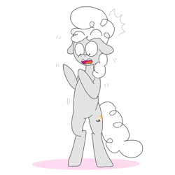 Size: 720x720 | Tagged: safe, artist:cooperthedoodlian, oc, oc only, earth pony, pony, g4, bipedal, cooper doodlian, doodland, fluffy, horrified, messy mane, non-mlp oc, ponified, shocked, shocked expression, simple background, solo, white background