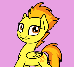 Size: 2048x1861 | Tagged: safe, artist:ewoudcponies, spitfire, pegasus, pony, g4, female, looking at you, mare, pink background, simple background, smiling, smiling at you, solo