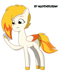 Size: 6521x8000 | Tagged: safe, artist:nguyendeliriam, flare (g5), pegasus, pony, g5, my little pony: tell your tale, absurd resolution, female, mare, phone, simple background, slender, solo, thin, transparent background